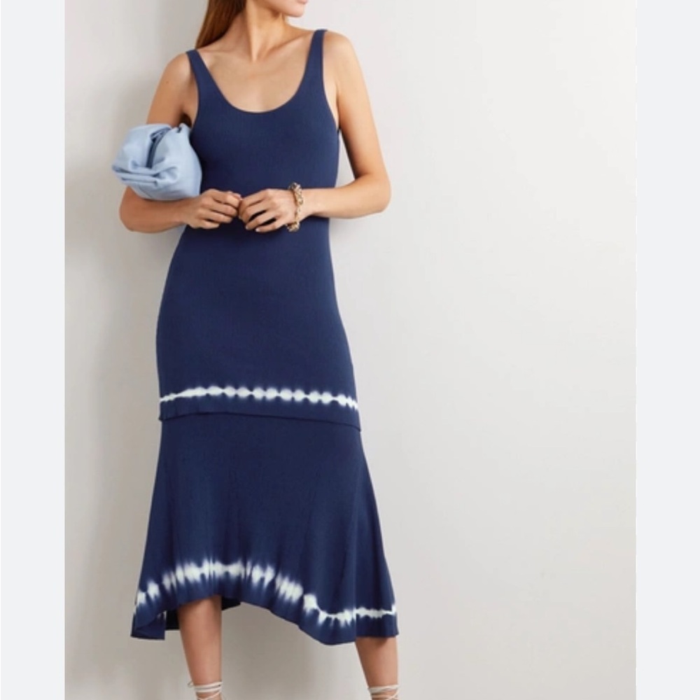 Altuzarra Tie Dye Blue and White Midi Dress
